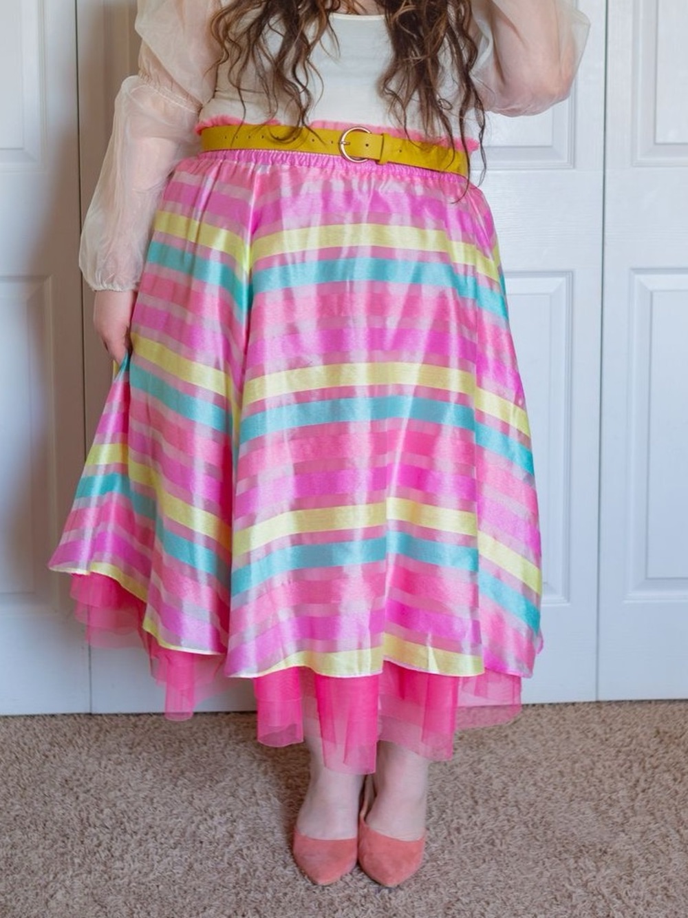 XXL Halogen x Atlantic-Pacific The Stripe Organza Skirt